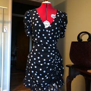 H&M Polka Dot Ruched Mini Dress
